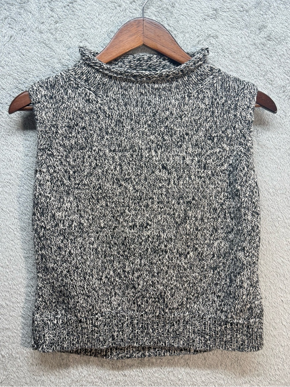Liz Claiborne Lizwear Marled Knit Mock Neck Sweater Vest Ramie Cotton Size S